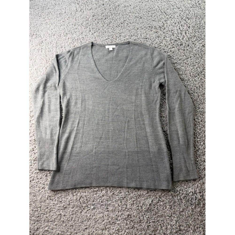 New York & Company Womens Heather Gray V-Neck Knit Sweater Large CN160008